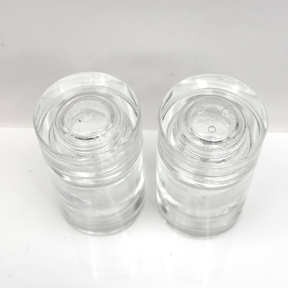 Vintage MCM Heavy Glass Salt Pepper Shakers Screw On Glass Lids Clear - Picture 3 of 9
